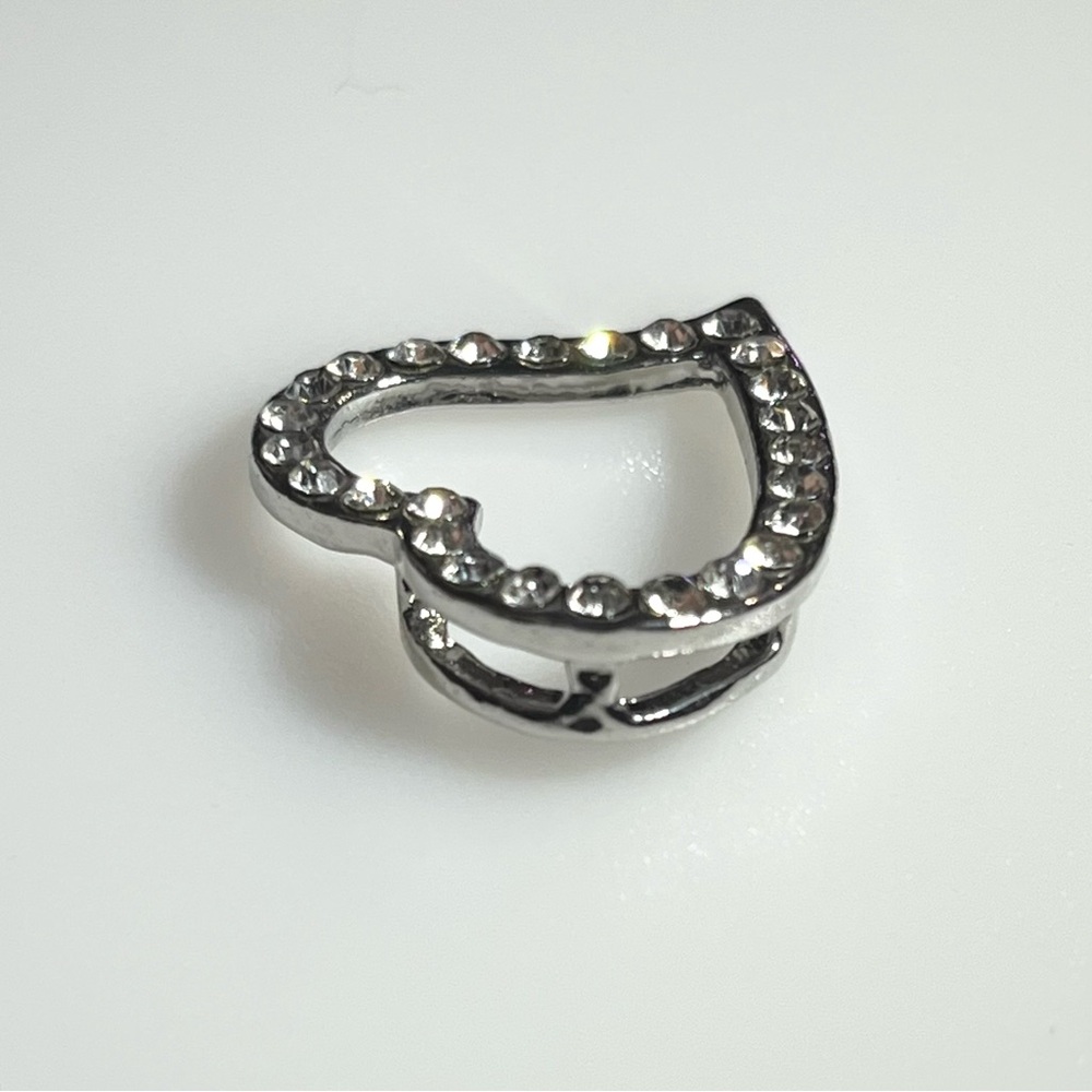 Silvertone Rhinestone Heart Pendant - Picture 6 of 15